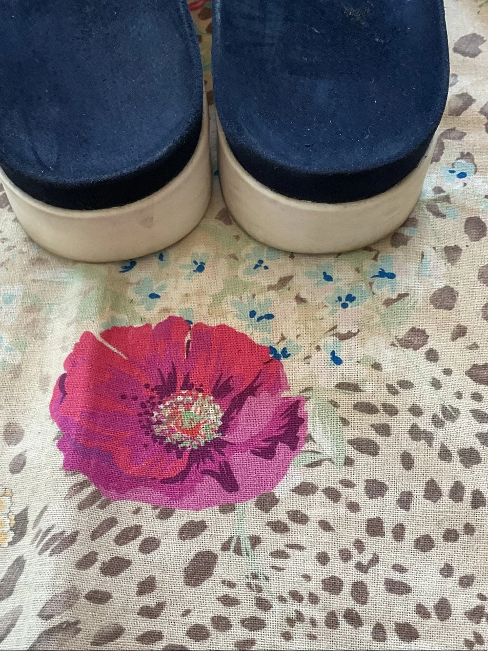 Stuart Weitzman Navy Suede Slide Sandals
